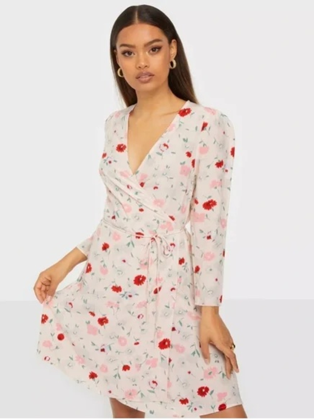 Samsøe Samsøe Britt Pink Garden Floral Wrap Mini Dress Size S NWT